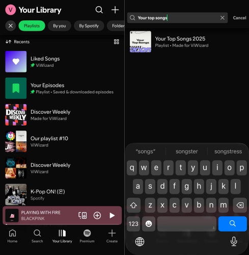 search your top songs in spotify