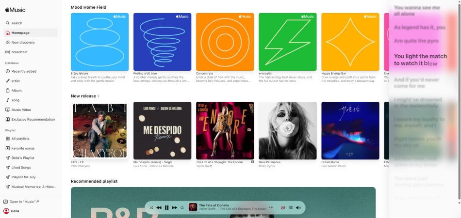 see apple music lyrics on apple music web player
