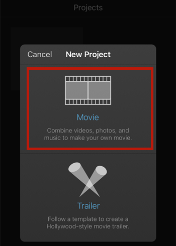 select movie in imovie