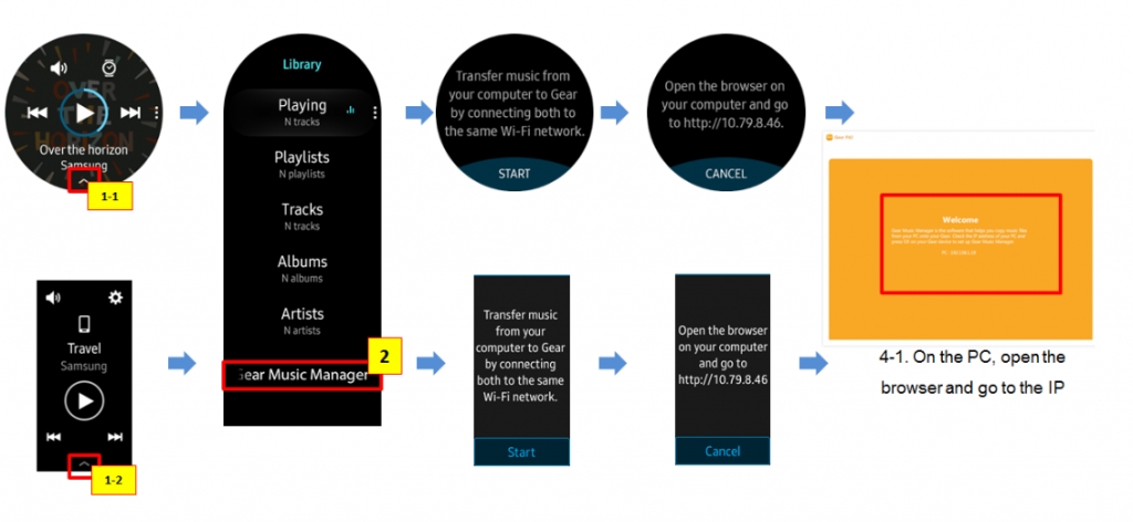 select music manager on galaxy watch