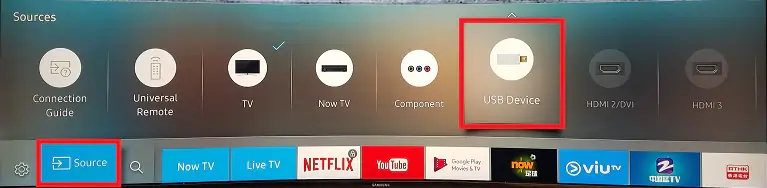 select usb device on samsung tv