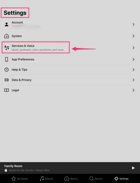 services and voice in sonos