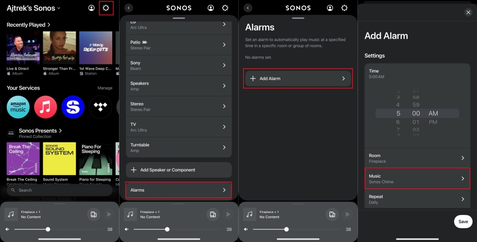 set apple music as alarm sound on sonos