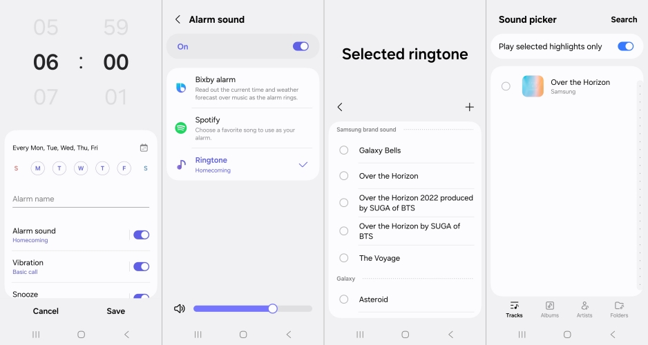 set the alarm sound on samsung phone