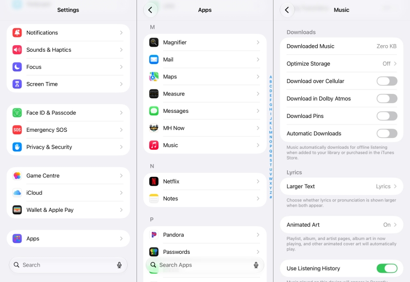 set apple music downloads on iphone