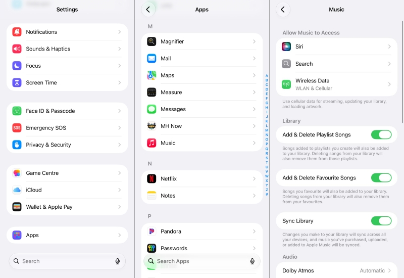 sync library in apple music on iphone