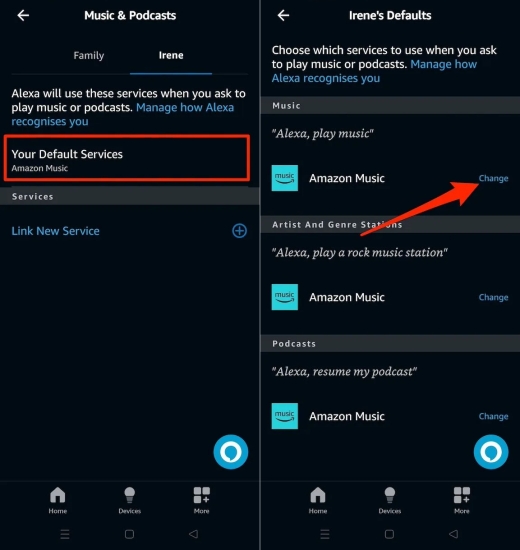 set apple music as default service on alexa