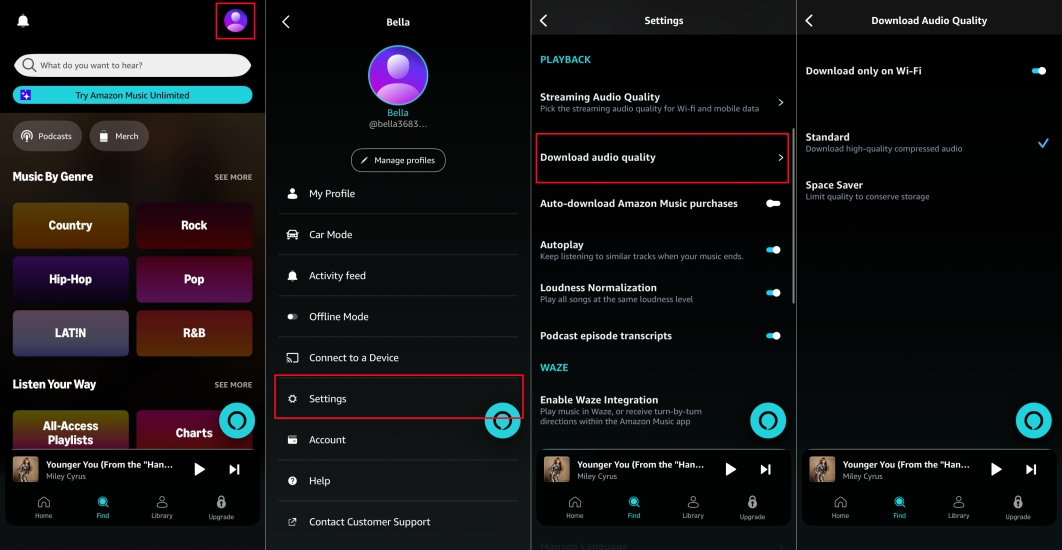 set download quality on amazon music