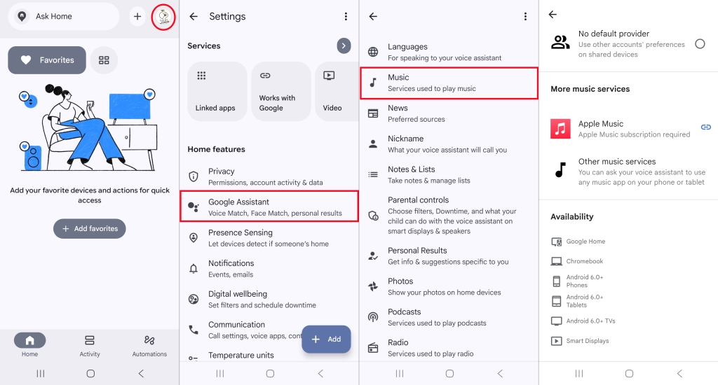 set google assistant in google home app