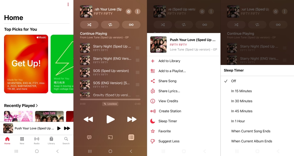set sleep timer for apple music on android