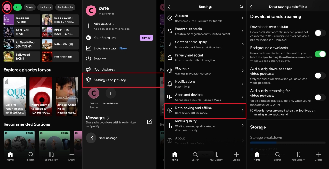 set podcast streaming for spotify