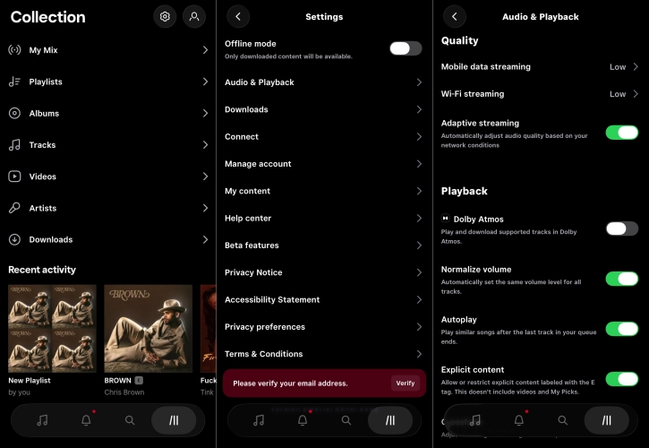 set tidal quality on mobile
