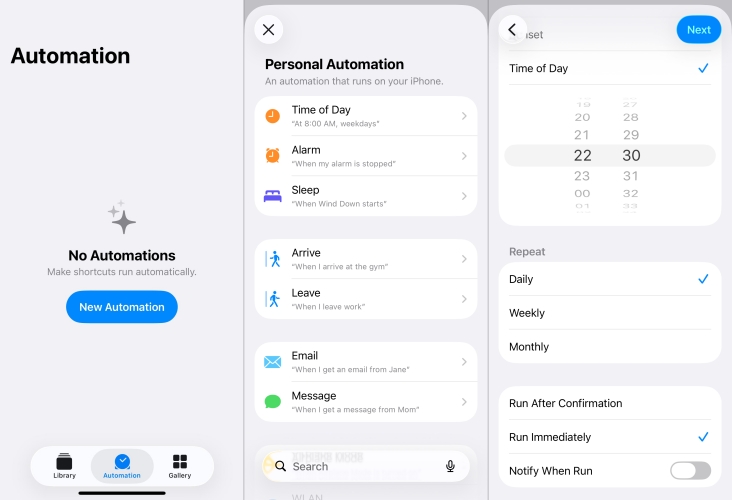set time of day automation on iphone