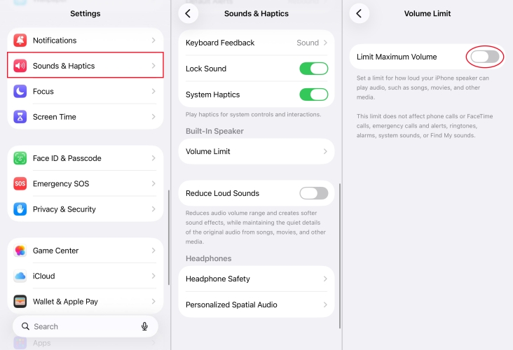 set volume limit on iphone