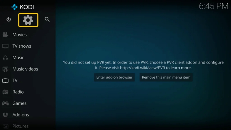 setting in kodi