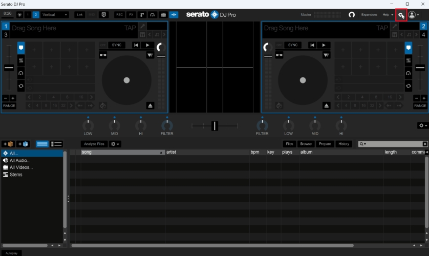 settings in serato dj