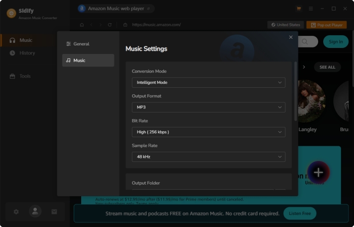 set amazon music settings