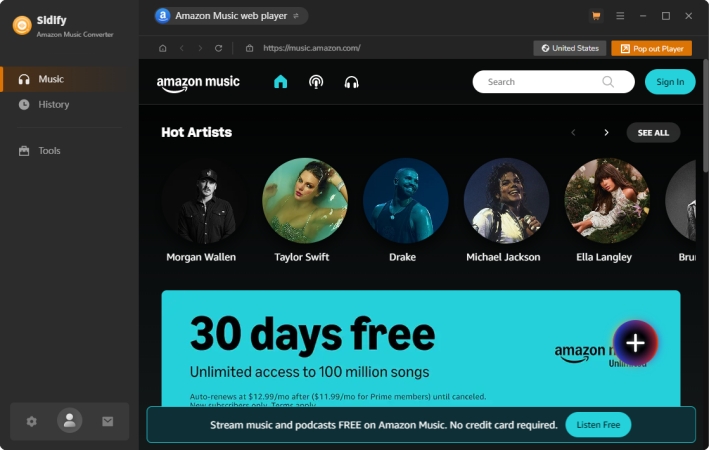 select amazon music web player