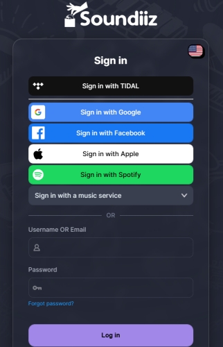 sign into tidal in soundiiz