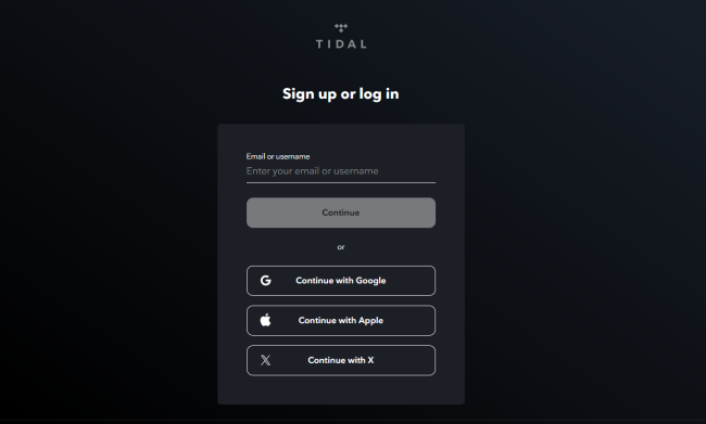 sign up tidal