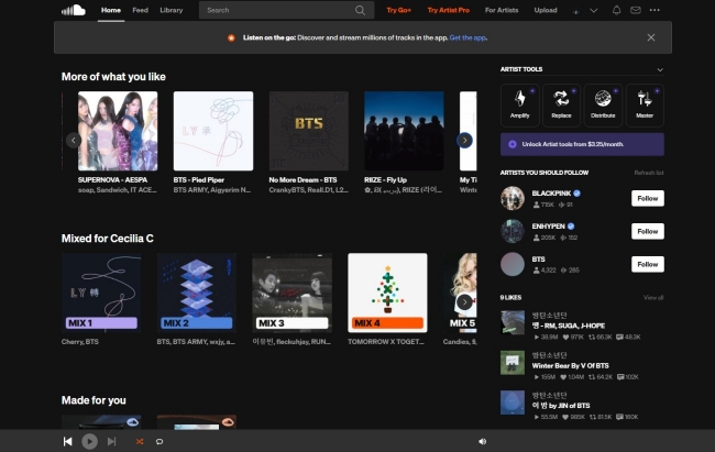 soundcloud interface