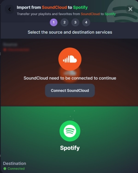 connect service on soundiiz
