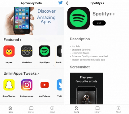 spotify ++ on appvalley