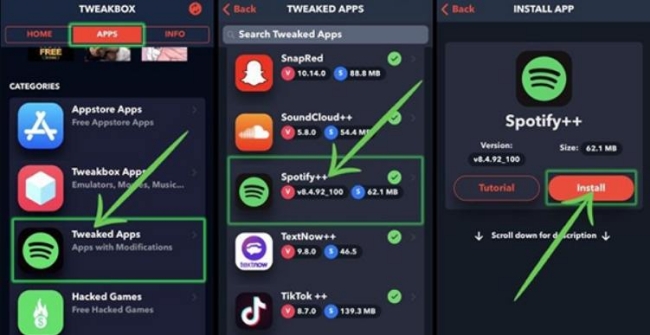 spotify++ on tweaked apps