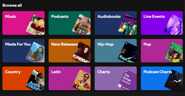 spotify browse all page