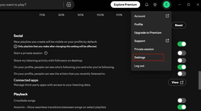 hide spotify listening history on desktop