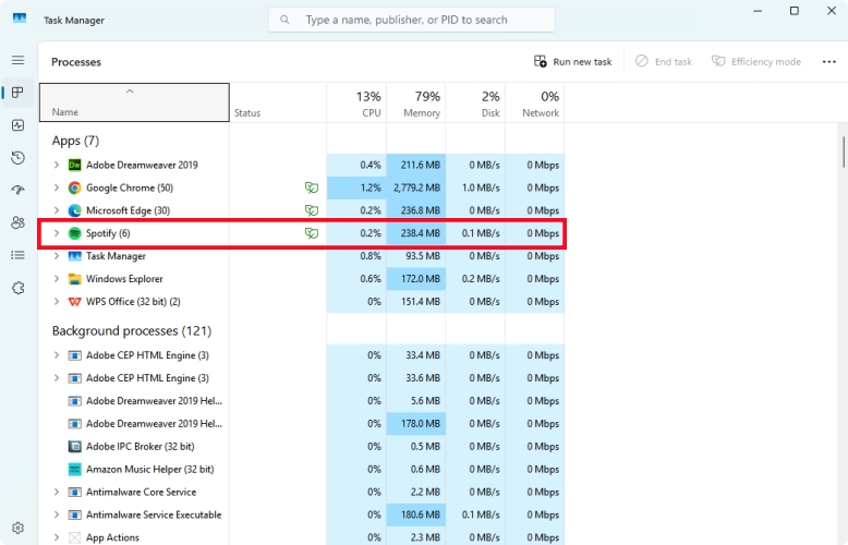 spotify in task manager