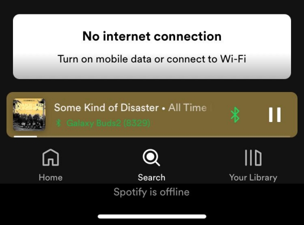 spotify no internet connection