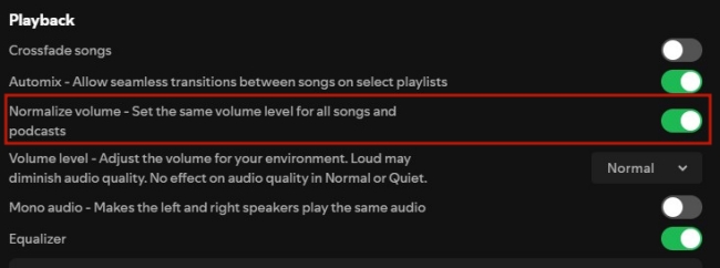 turn off spotify normalize volume
