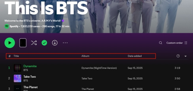 spotify playlist top filter