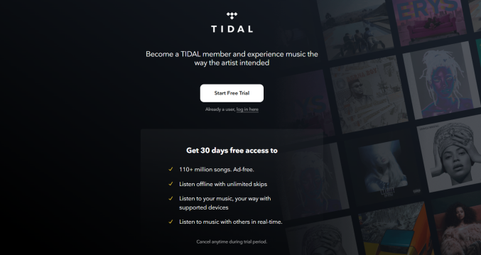start free trial on tidal
