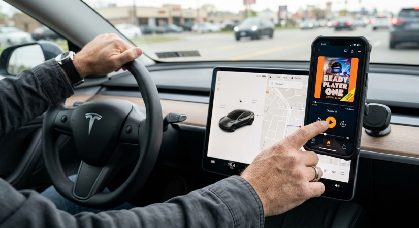 stream audible to tesla via bluetooth