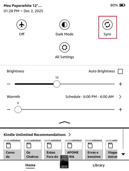 sync in kindle