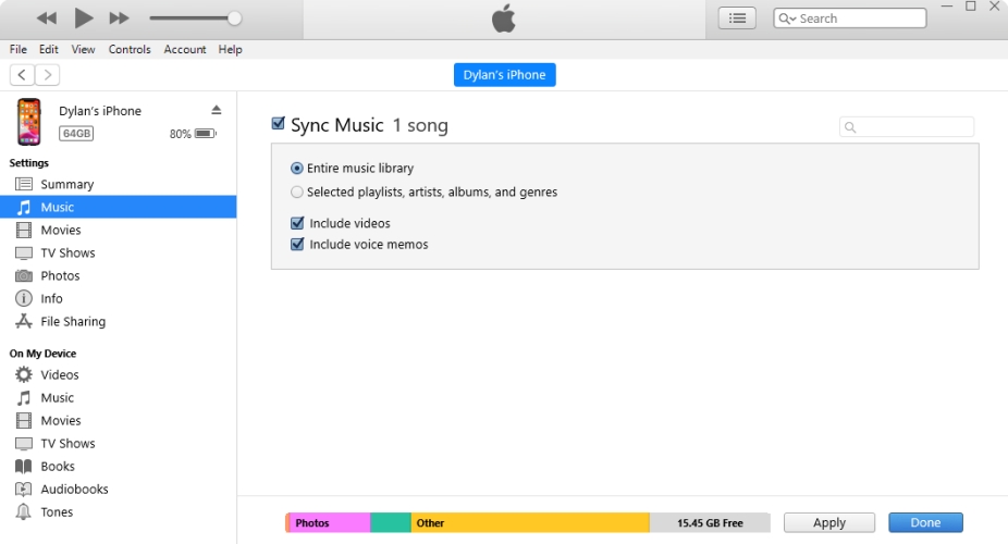 sync music from itunes to iphone