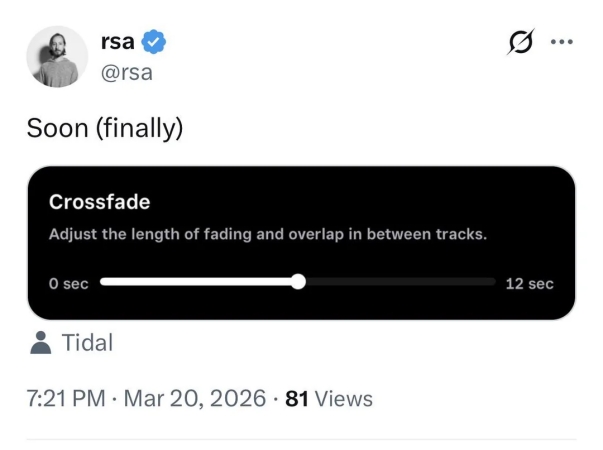 tidal crossfade back