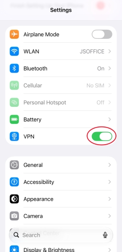 turn off vpn on iphone