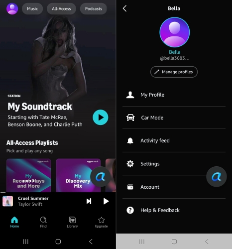 turn on car mode in amazon music