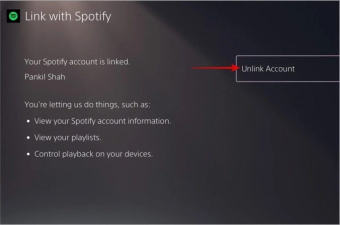 unlink spotify from ps5