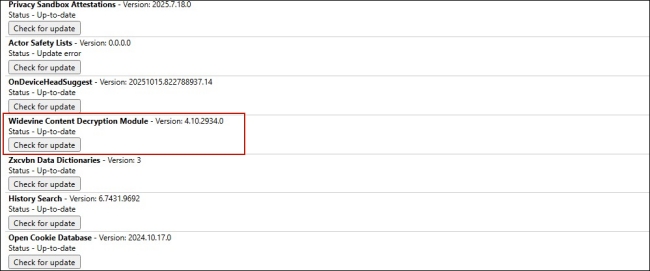 update widevine plugin chrome