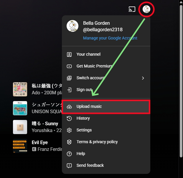 upload music to youtube music