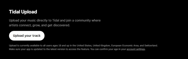 upload your track to tidal