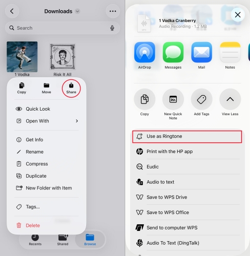 use as ringtone on iphone