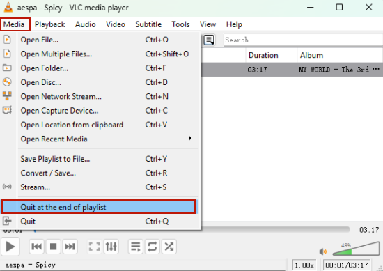 vlc media player sleep timer