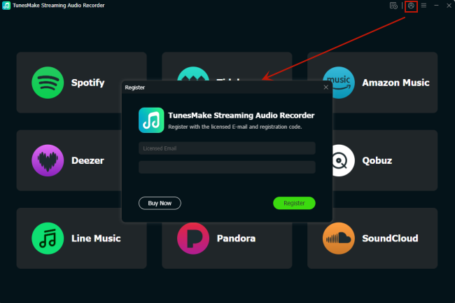 register streaming audio recorder